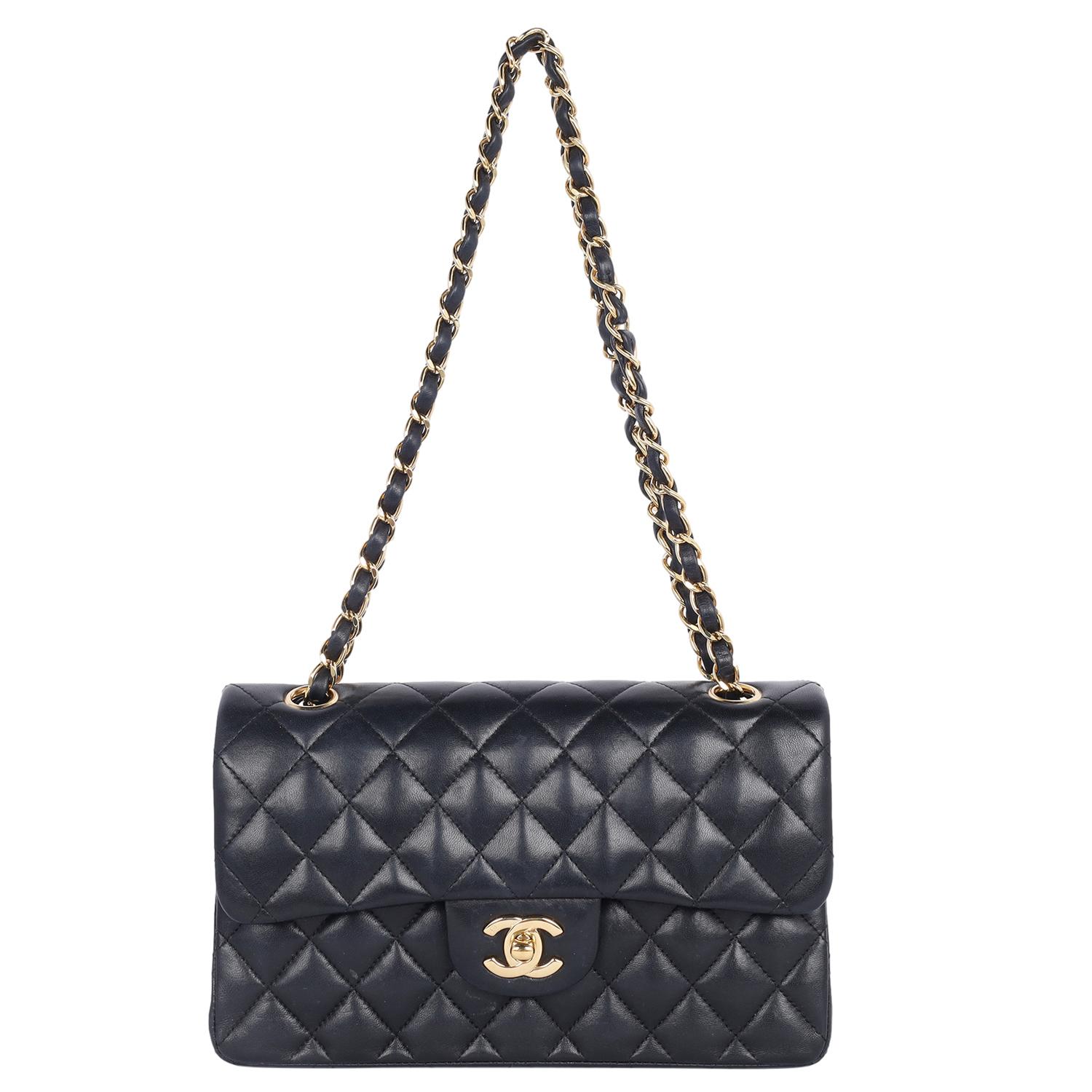 Chanel Classic Double Flap Small Bag Quilted Lambskin Black In Excellent Condition In Salt Lake Cty, UT