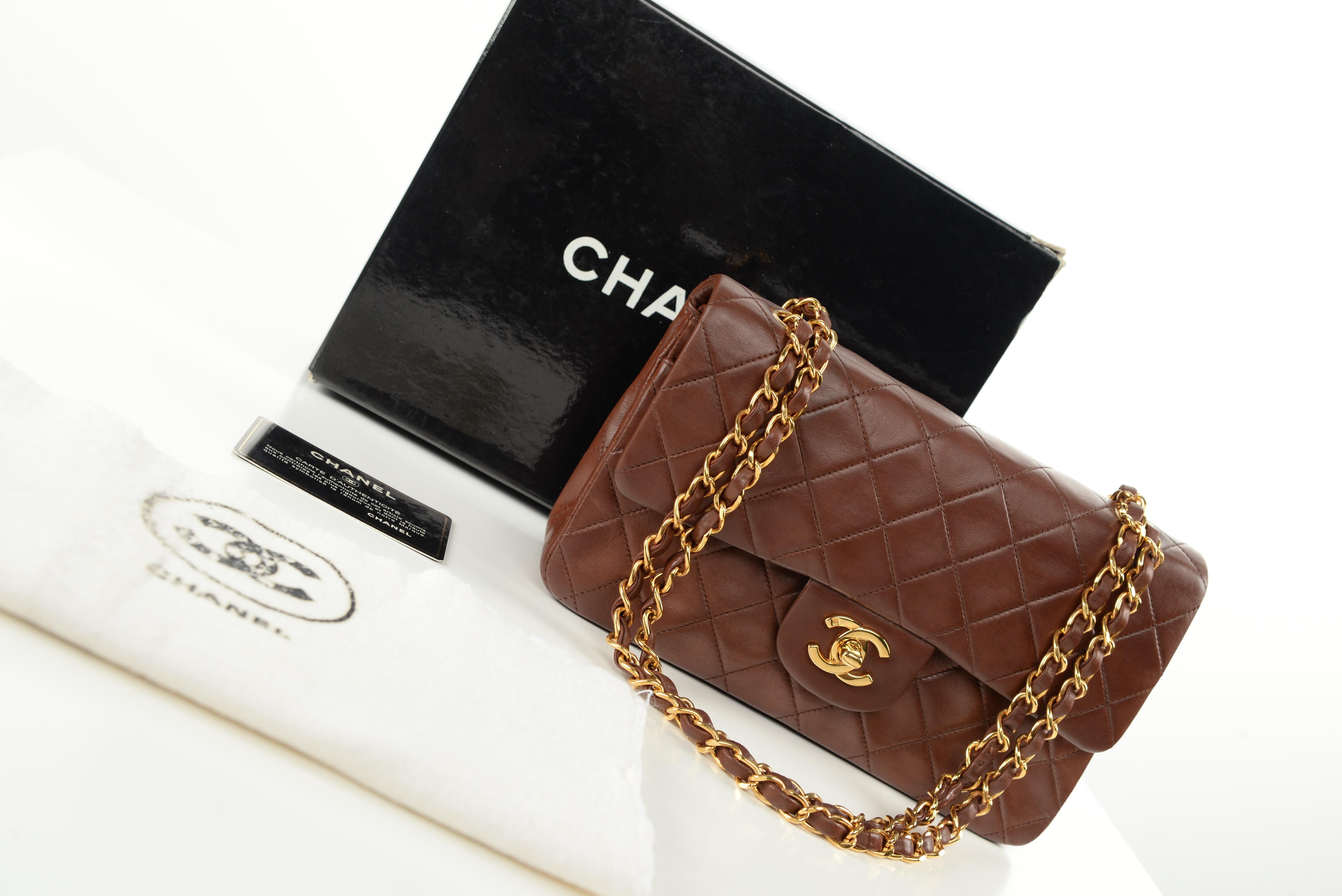 Chanel Classic Double Flap Small Lambskin RARE Chestnut Gold Hardware 5