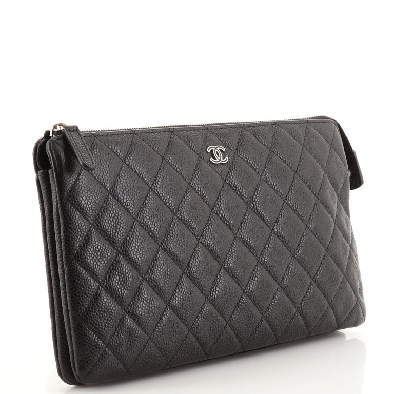 Chanel Classic Double Pocket Zip Pouch Quilted Caviar Medium at 1stDibs