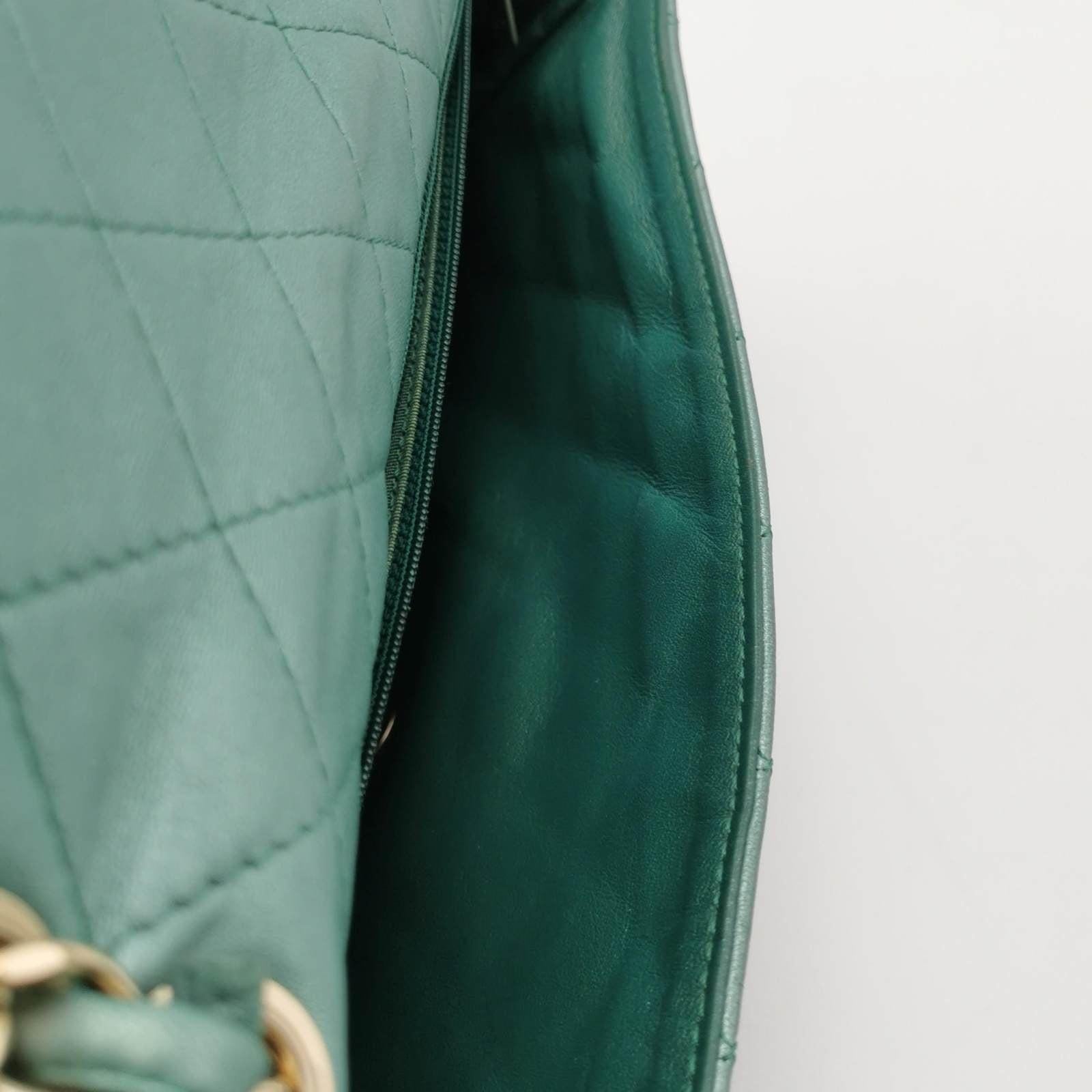 Chanel Classic Flap 2011 Large Teal Green Gem CC Turn lock 7