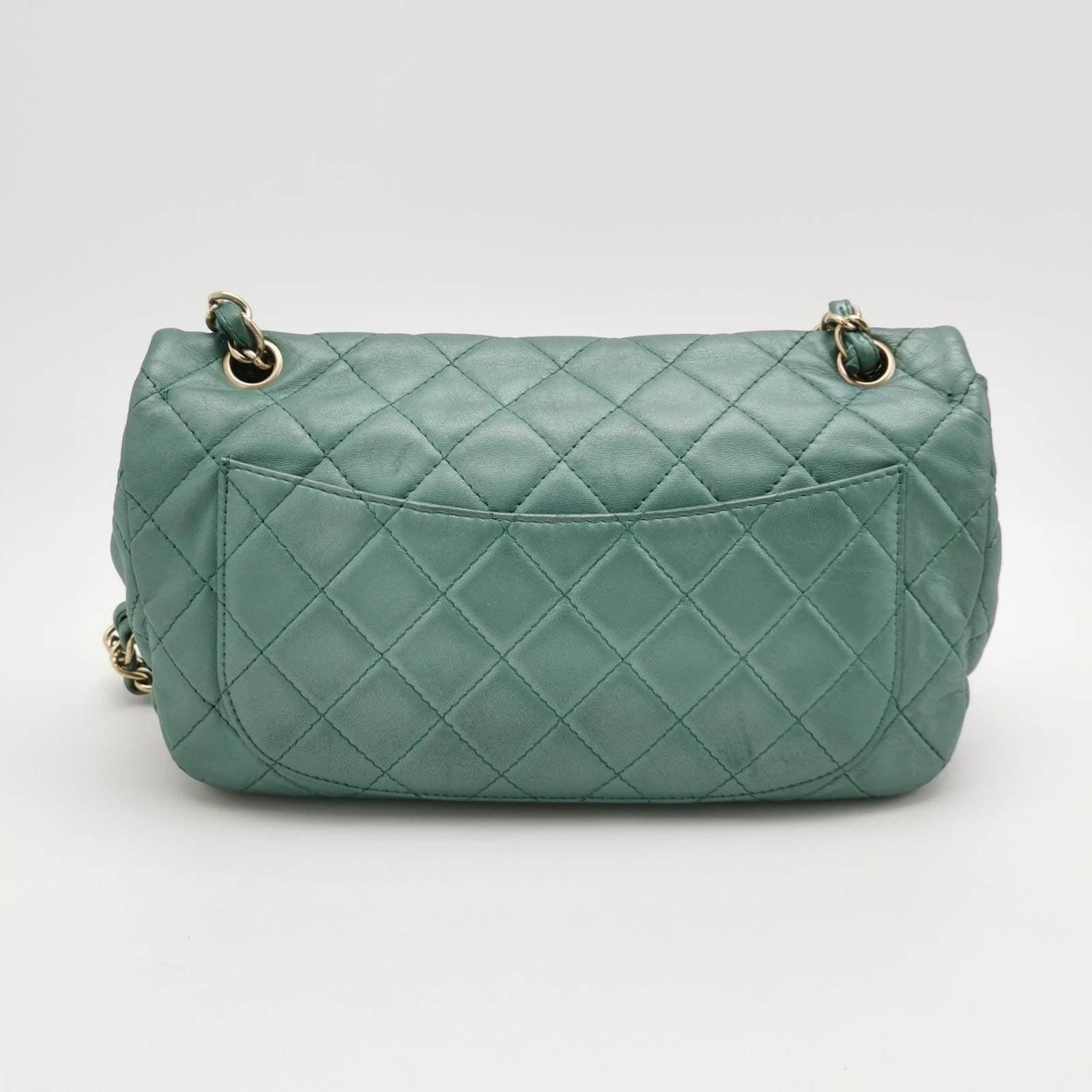 Chanel Classic Flap 2011 Large Teal Green Gem CC Turn lock 1
