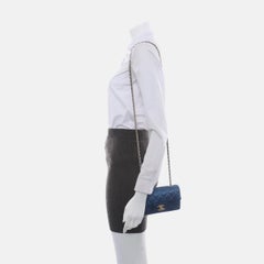 Chanel Classic Flap 2013-2014 Blue Silk Satin Mini Crossbody Bag