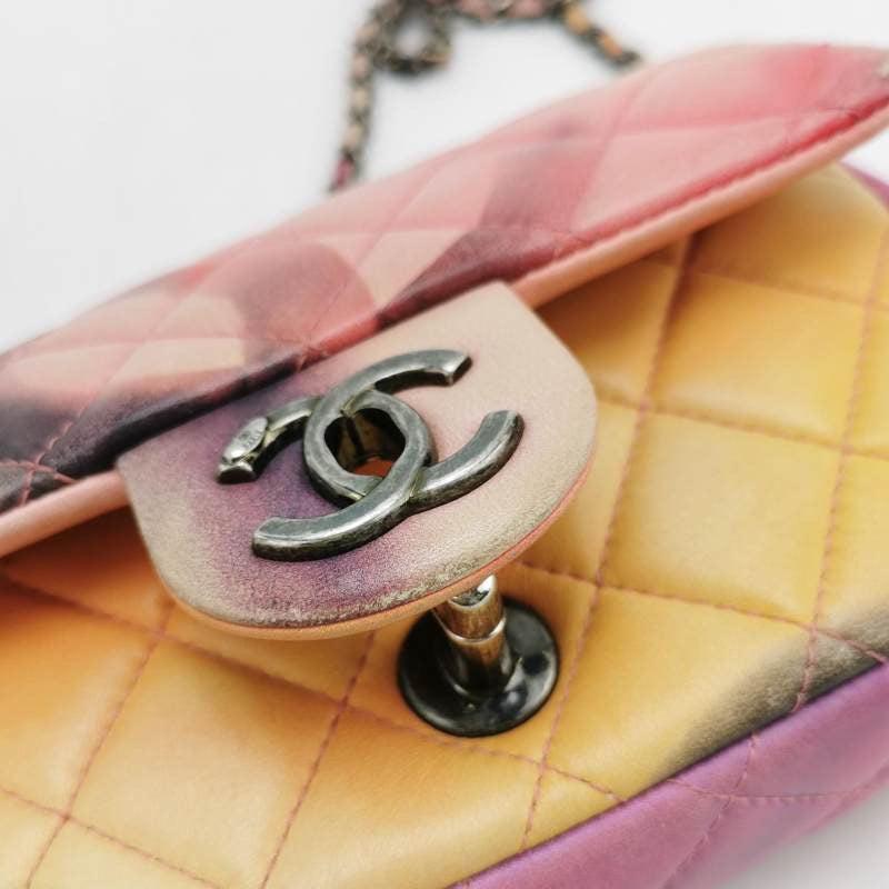 Chanel Classic Flap 2014-2015 Flower Power Lambskin Leather Mini Crossbody Bag For Sale 8
