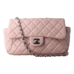Chanel Classic Flap 2014-2015 Pink Lambskin Leather Medium Shoulder Bag