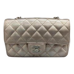Chanel Classic Flap 2016 Pink Metallic Pixel Effect Leather Mini Crossbody Bag