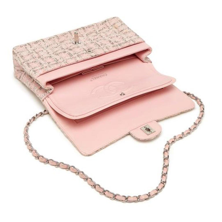 Chanel Classic Flap 2.55 Baby Pink Tweed Shoulder Bag