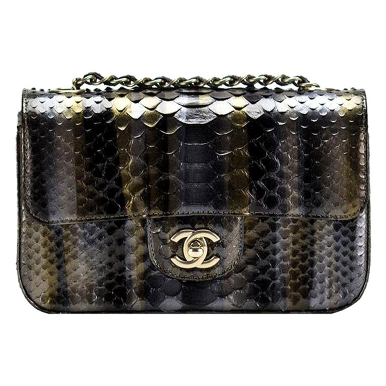 Chanel Ombré Python Exotic Snakeskin Rare Classic Flap For Sale
