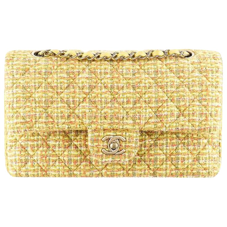 Chanel Classic Flap 2.55 Reissue Fall 2014 Yellow Tweed Shoulder Bag For  Sale at 1stDibs | yellow tweed chanel bag, chanel yellow tweed bag, tweed  chanel bag