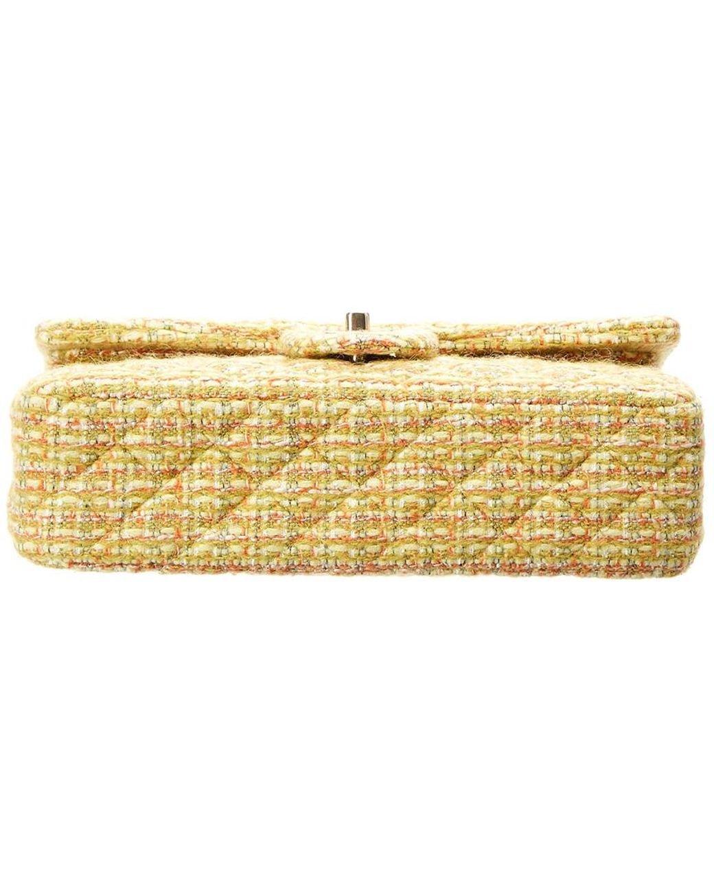 Chanel Classic Flap 2.55 Reissue Fall 2014 Yellow Tweed Shoulder Bag For Sale 5