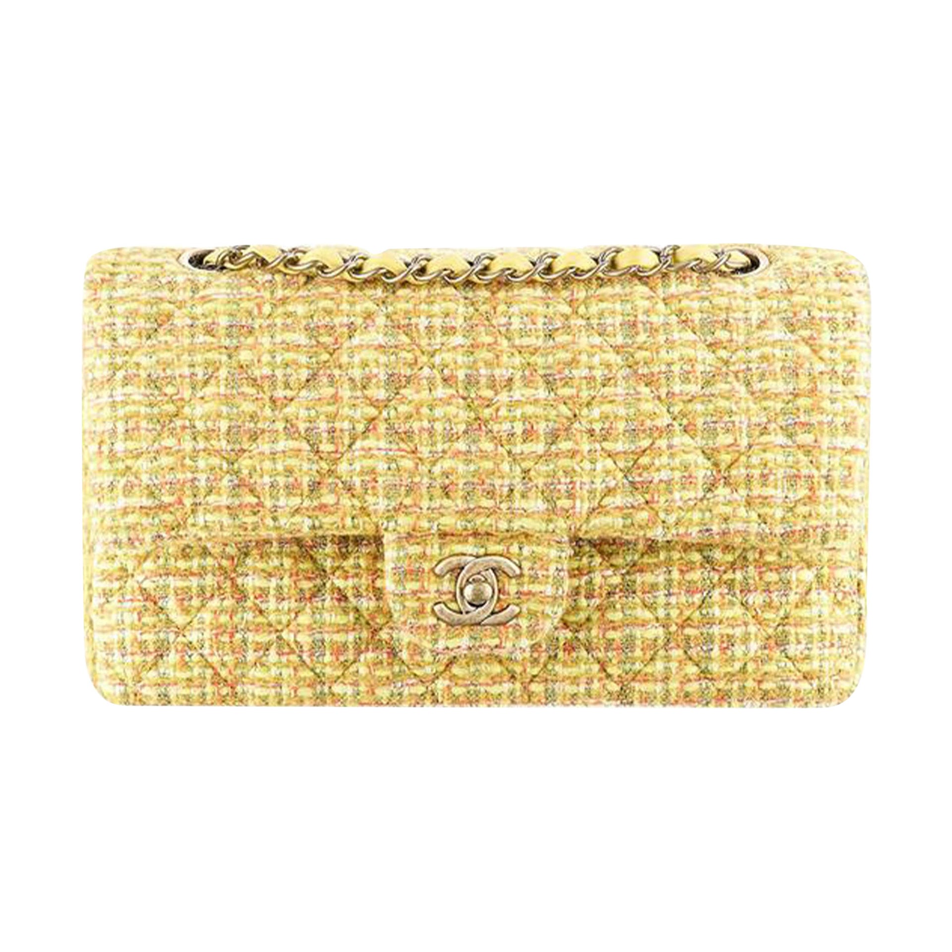 Bolso Chanel Classic Flap 2.55 Reissue Otoño 2014 Amarillo Tweed en venta 3