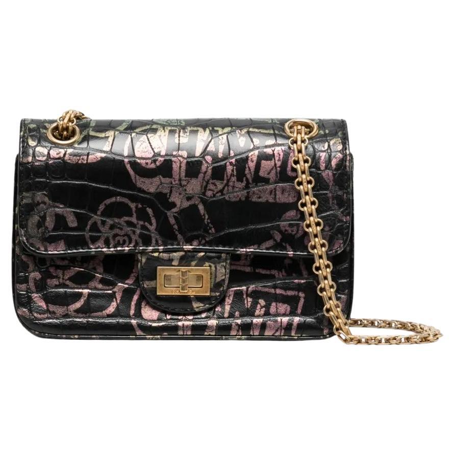 Chanel Classic Flap 2.55 Reissue Graffiti Crocodile Embossed Mini Cocodile Bag
