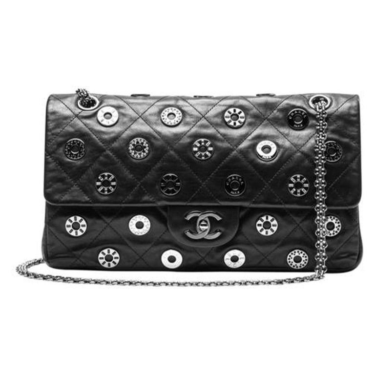 Chanel Classic Flap 2.55 Reissue Runway Rare Swarovski Lucky Charms Black  Bag For Sale at 1stDibs