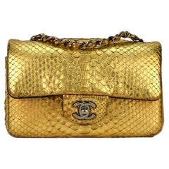 CHANEL Classic flap bag in exotic golden python