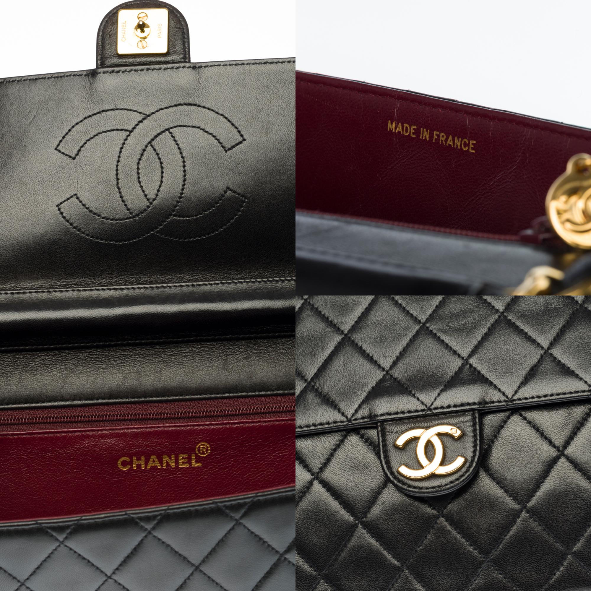 Women's Chanel Classic Flap bag shoulder bag in black quilted lambskin and gold hardware