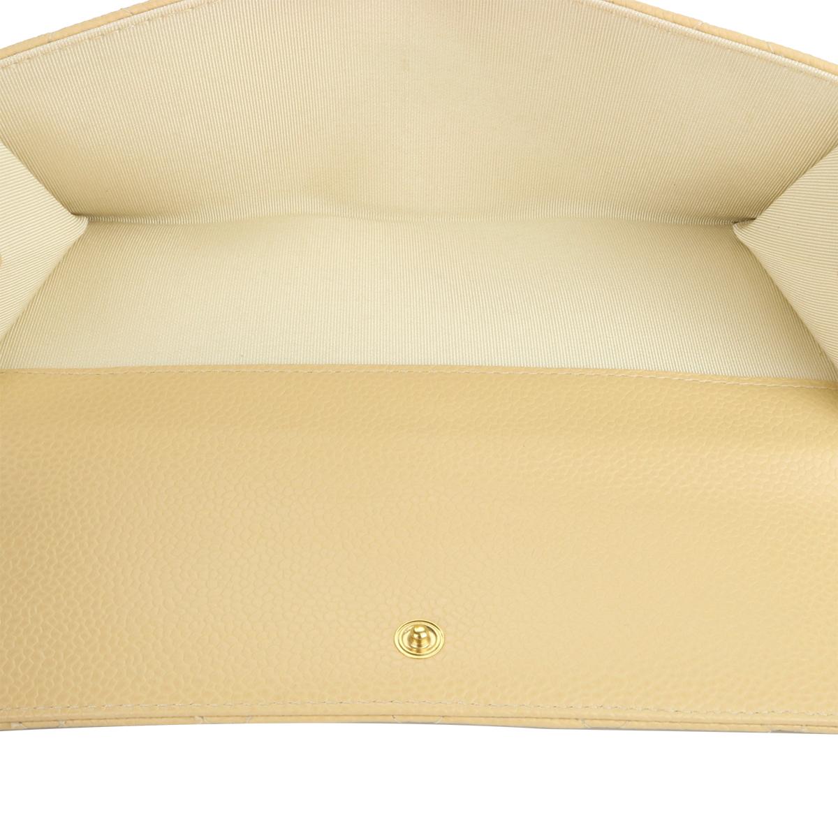 CHANEL Classic Flap Bifold Wallet Beige Caviar with Gold Hardware 2012 9