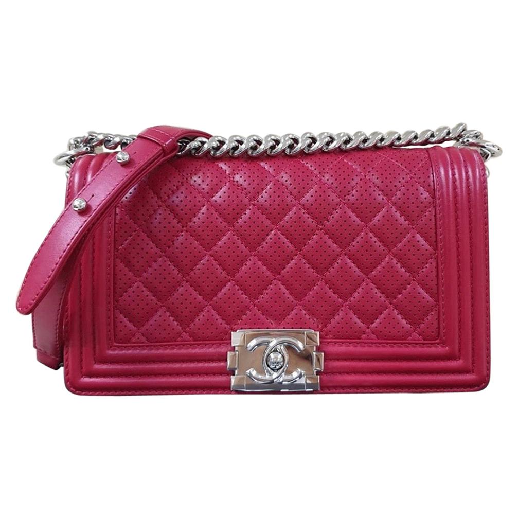 Chanel Classic Flap Boy Perforated Medium Red Leather