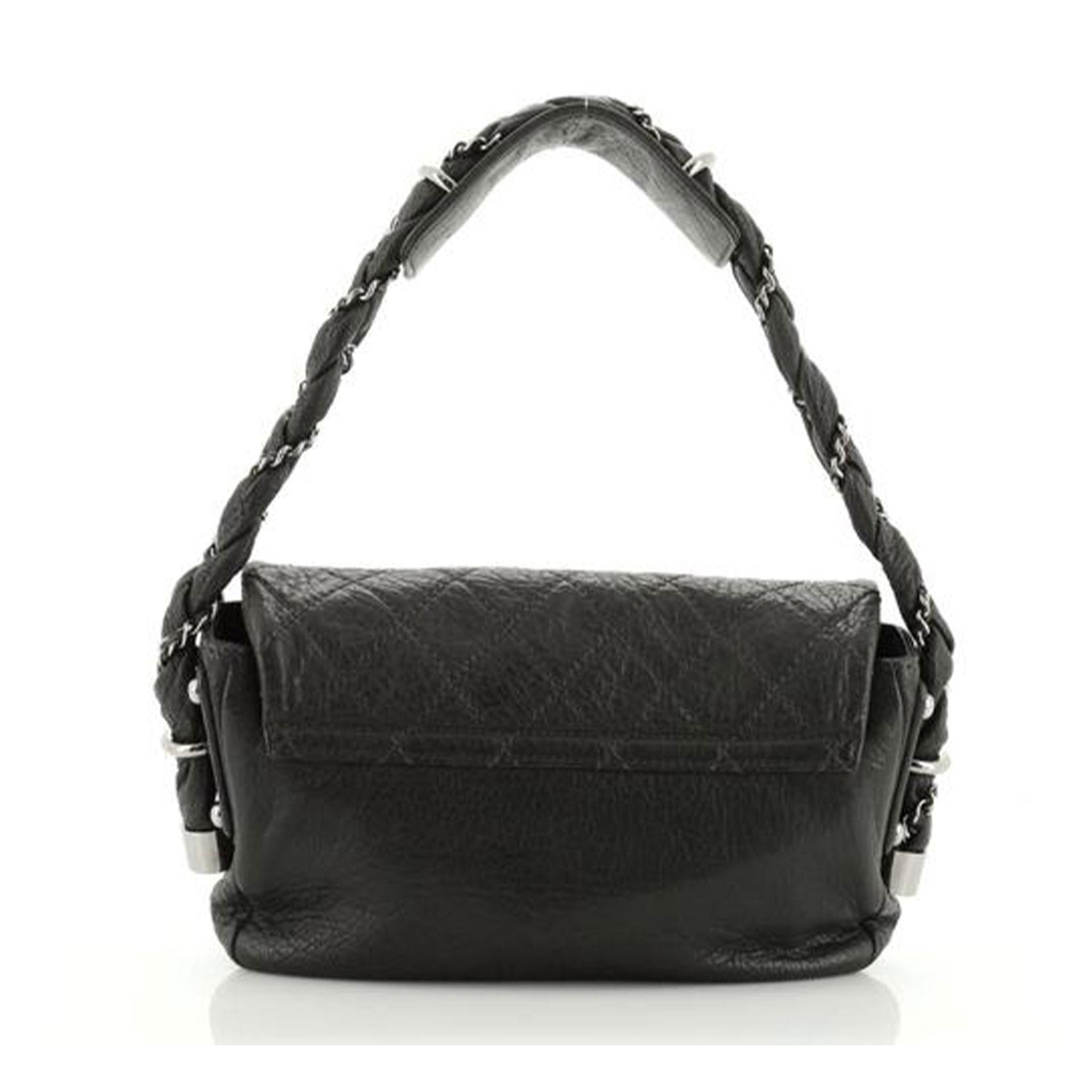 Chanel Classic Flap Braid Quilted Small Black Distressed Lambskin ...