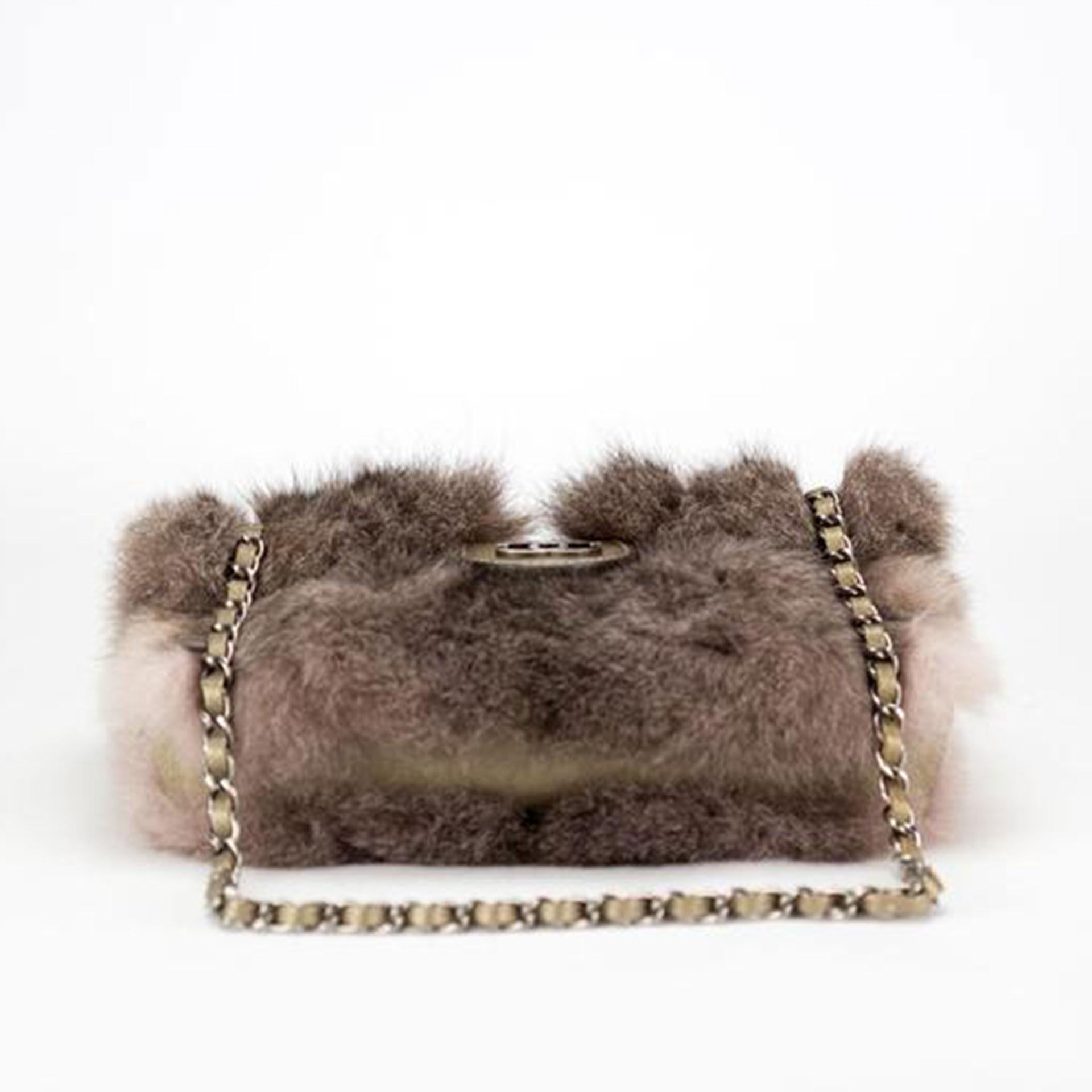 Chanel Classic Flap Brown and Beige Fur Deerskin Leather Shoulder Bag ...