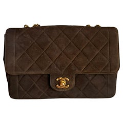 Chanel Classic Flap Brown Suede Single Flap 24k Gold Plated Hardware