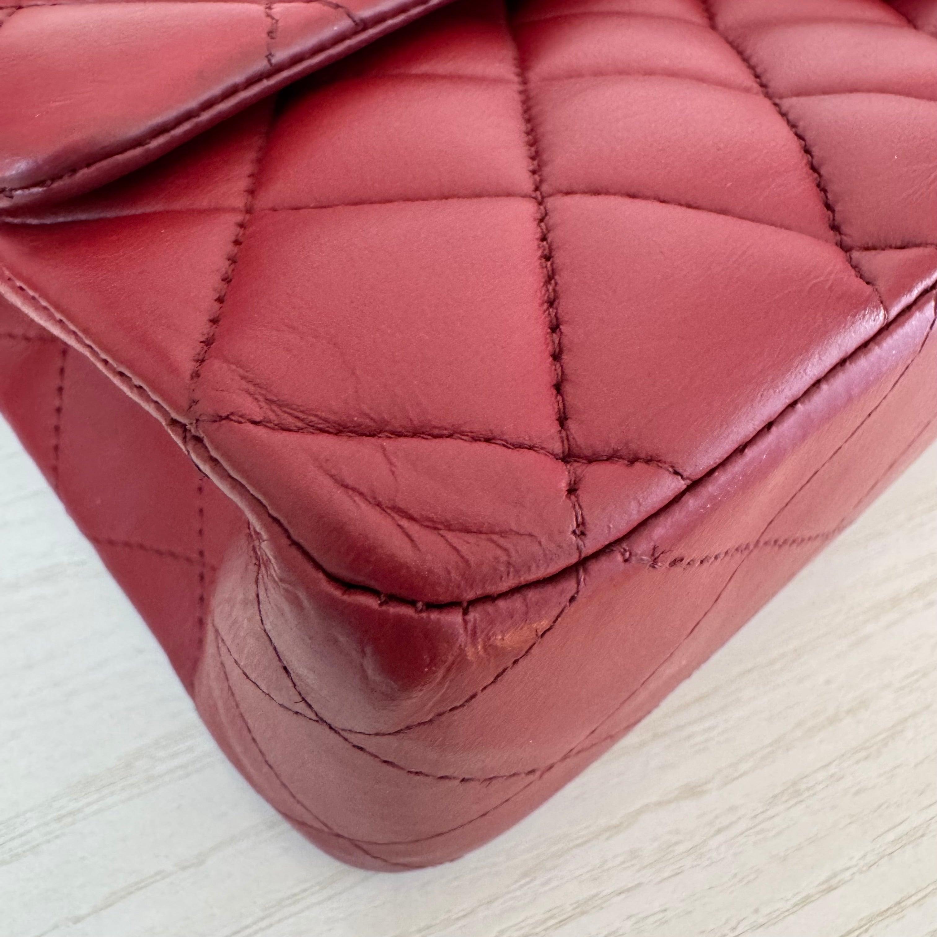 Chanel Classic Flap Burgundy Lambskin Leather Gunmetal Grey HW, 2011-2012 5