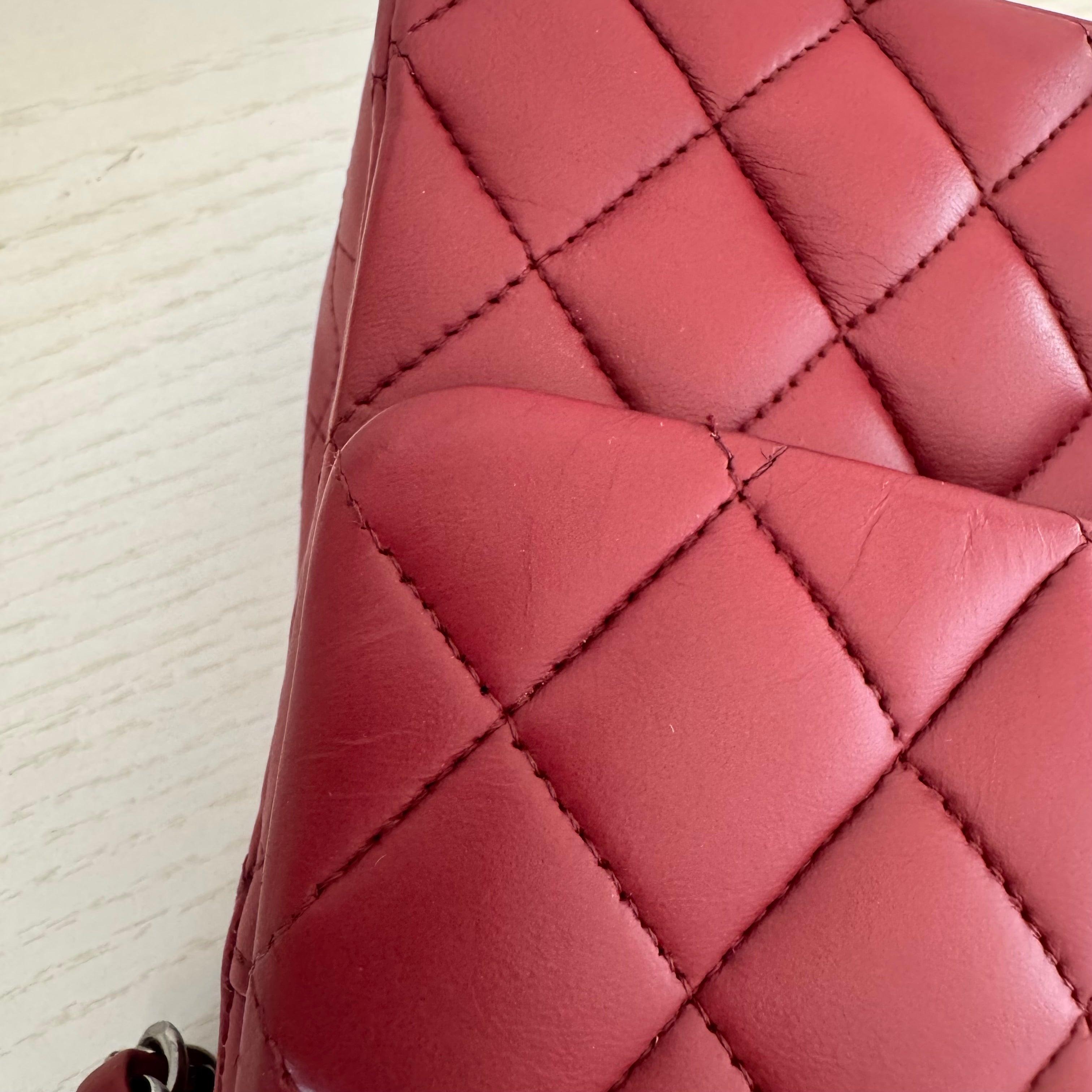 Chanel Classic Flap Burgundy Lambskin Leather Gunmetal Grey HW, 2011-2012 8