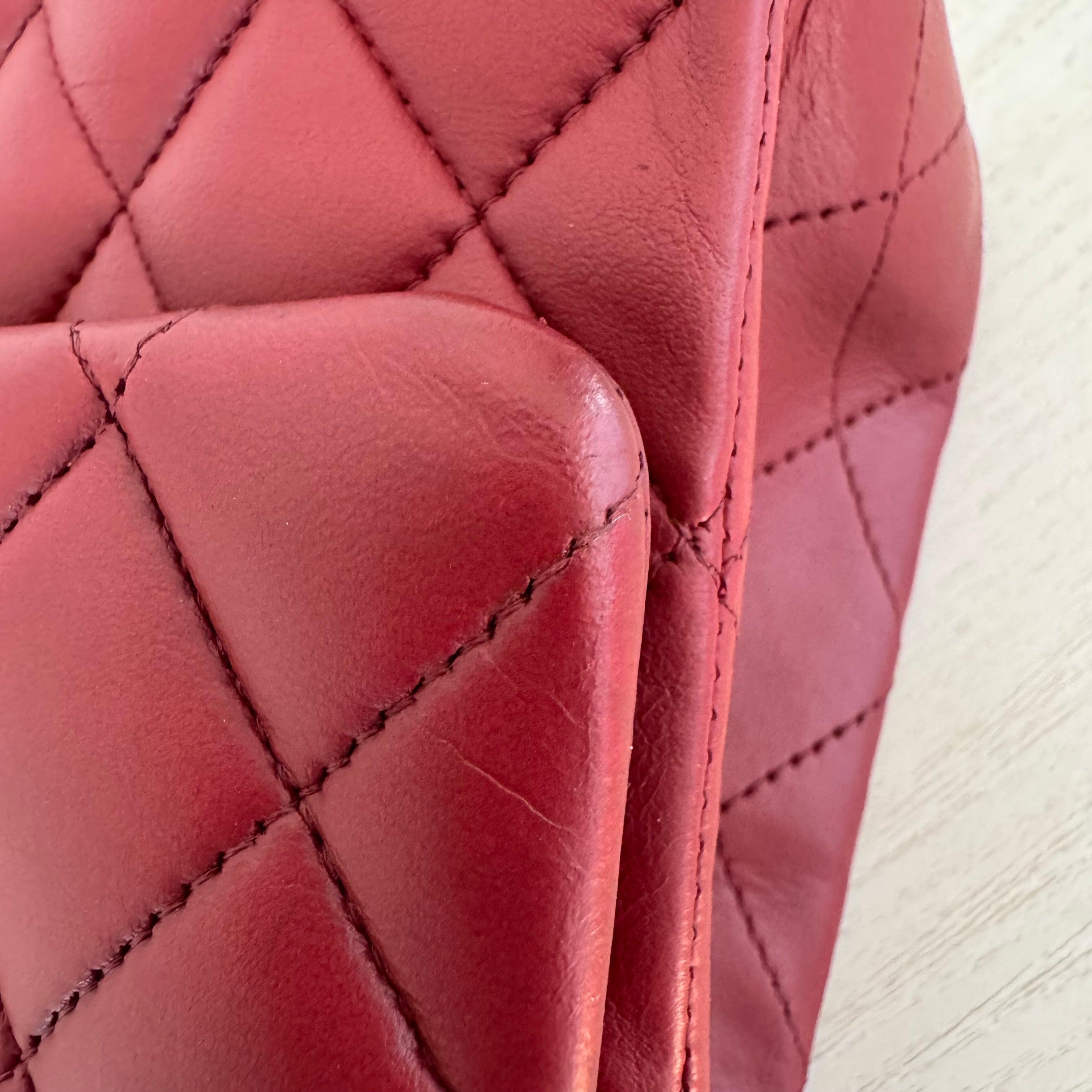 Chanel Classic Flap Burgundy Lambskin Leather Gunmetal Grey HW, 2011-2012 9