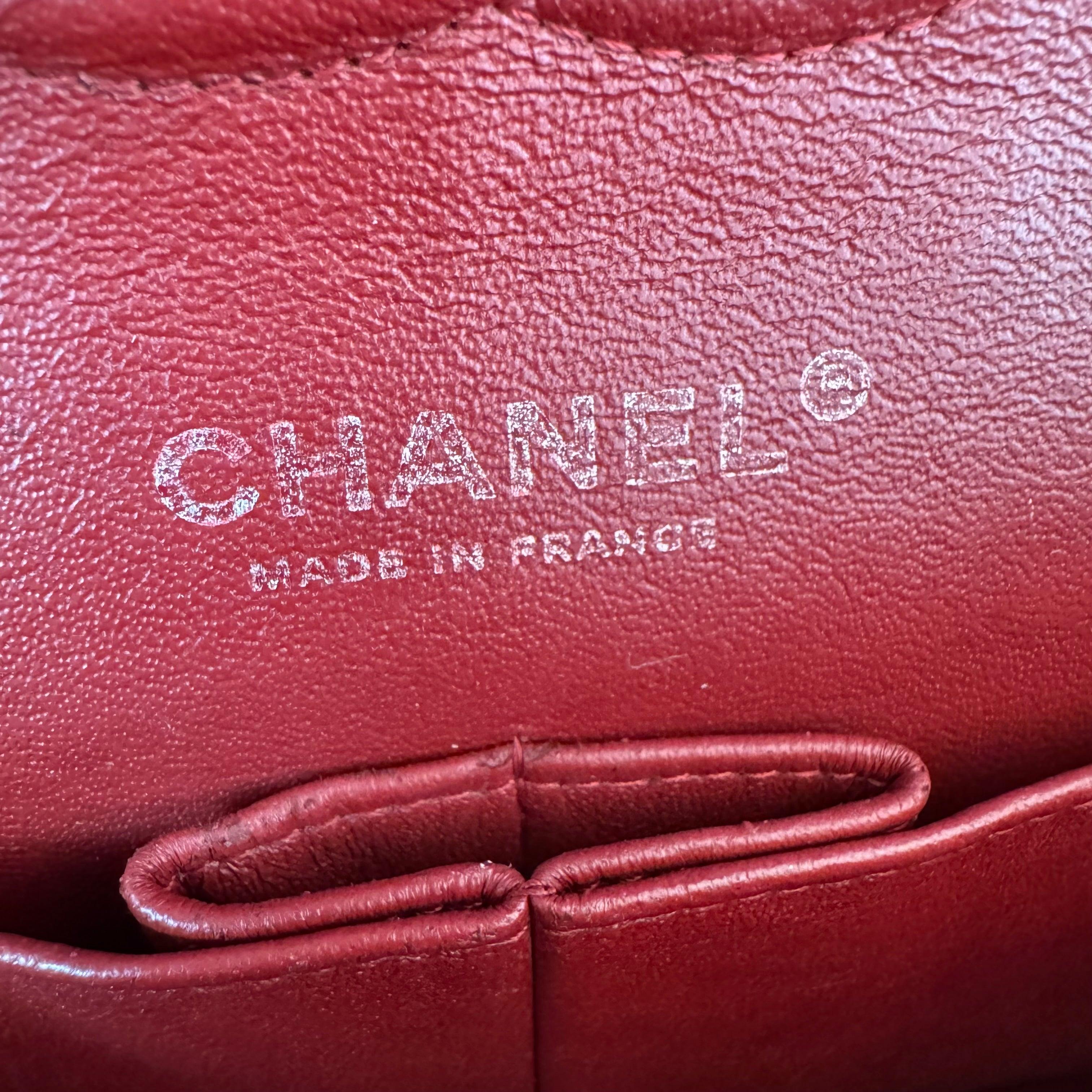 Chanel Classic Flap Burgundy Lambskin Leather Gunmetal Grey HW, 2011-2012 15