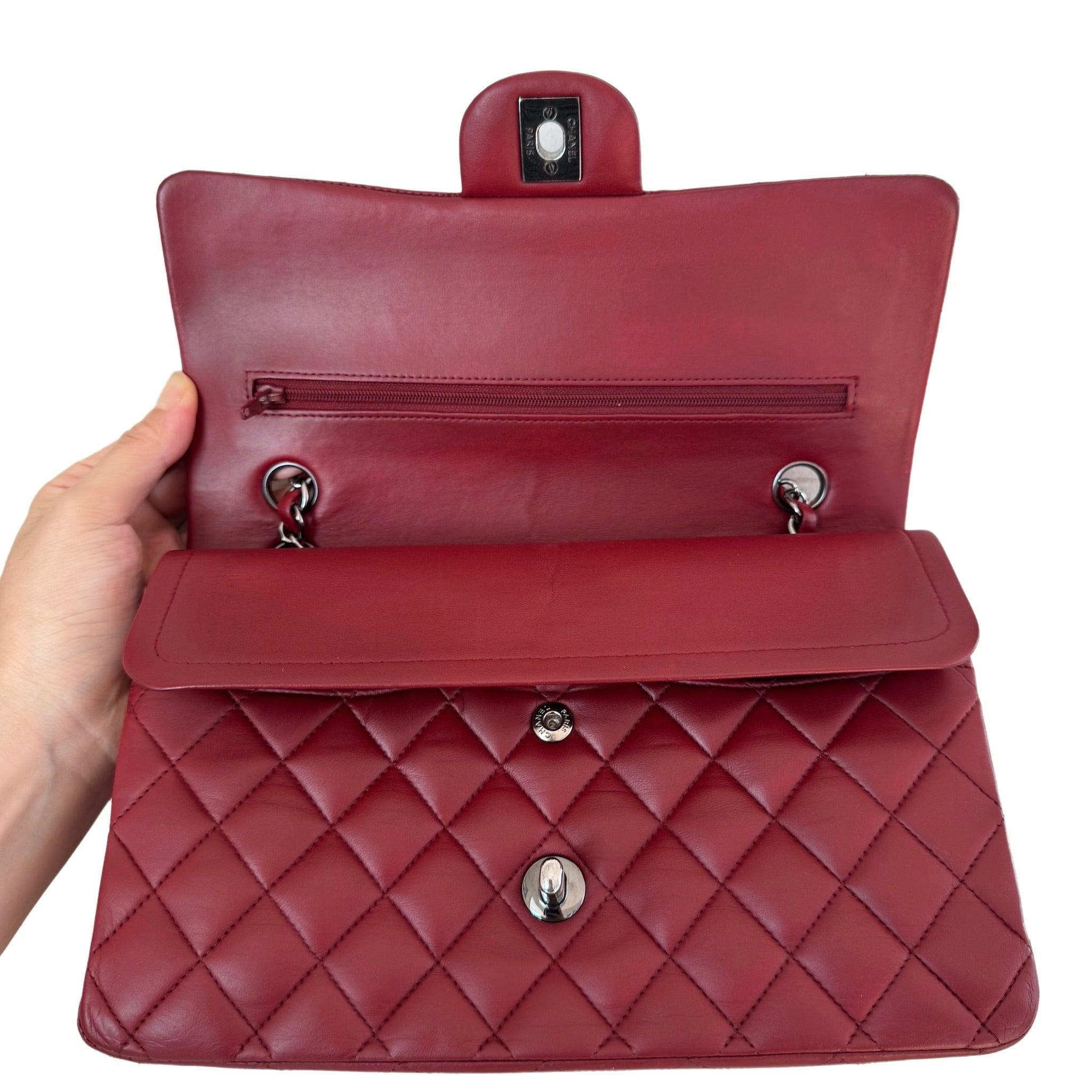 Chanel Classic Flap Burgundy Lambskin Leather Gunmetal Grey HW, 2011-2012 3