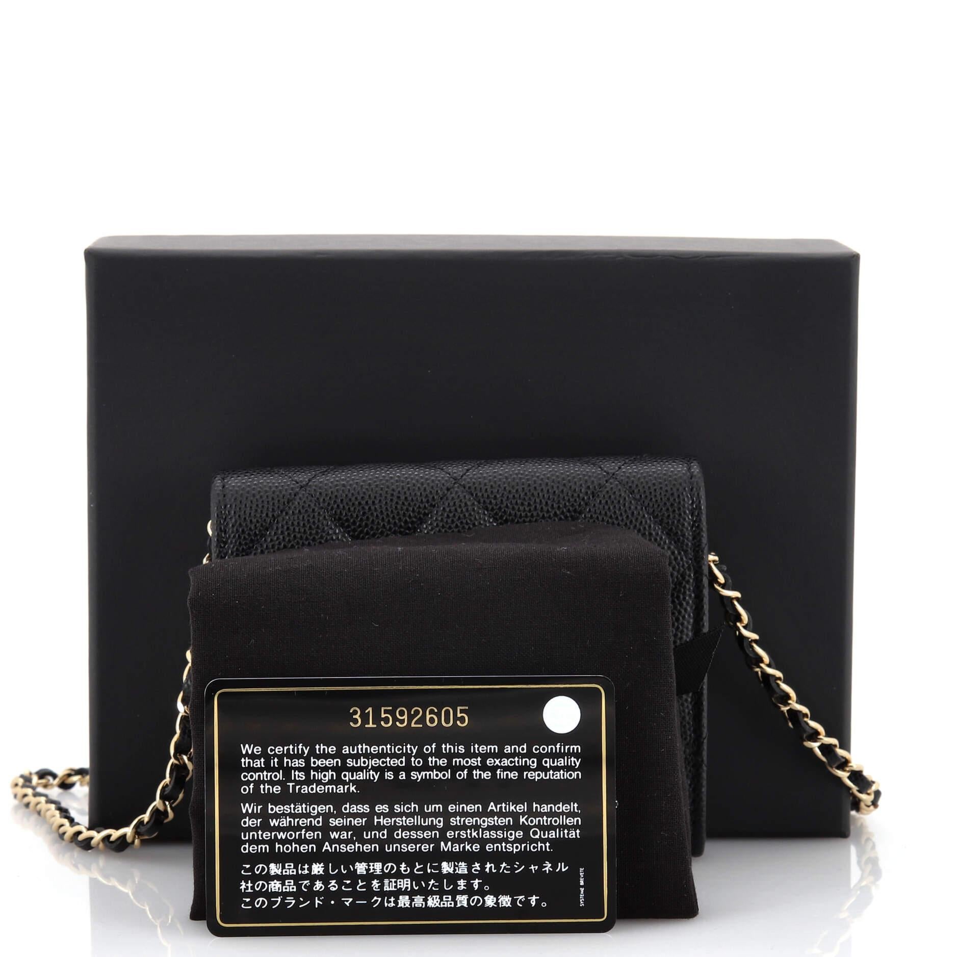 Chanel Classic Flap Card Holder on Chain Quilted Caviar Mini 1