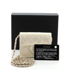Chanel Classic Flap Card Holder on Chain Quilted Iridescent Lambskin Mini