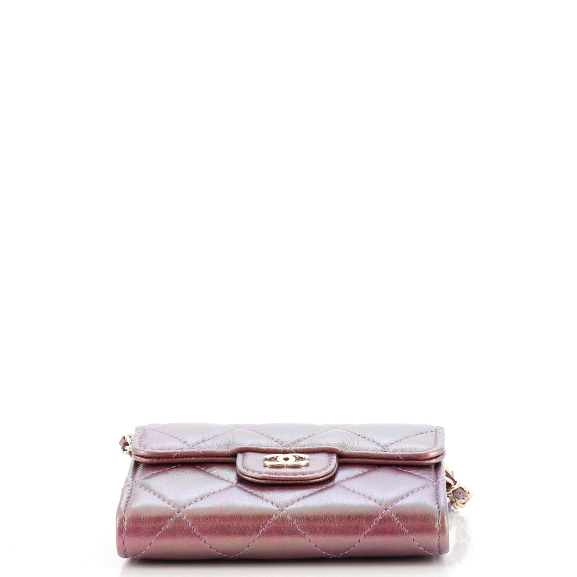Chanel Classic Flap Card Holder on Chain Quilted Iridescent Lambskin Mini 1