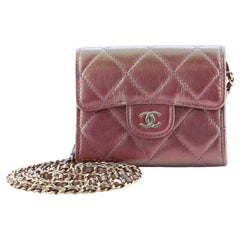 Chanel Classic Flap Card Holder on Chain Quilted Iridescent Lambskin Mini