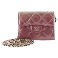 Chanel Classic Flap Card Holder on Chain Quilted Iridescent Lambskin Mini