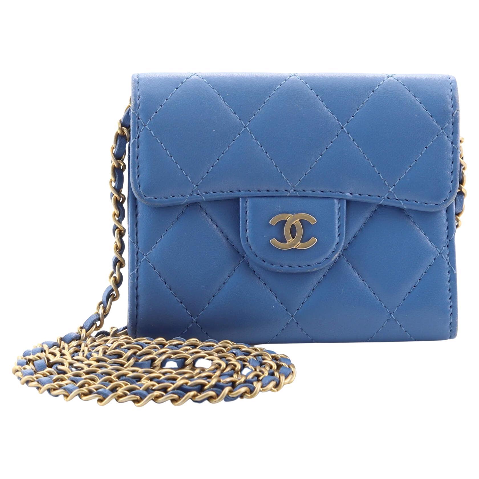 Chanel Classic Flap Card Holder on Chain Quilted Lambskin Mini at 1stDibs
