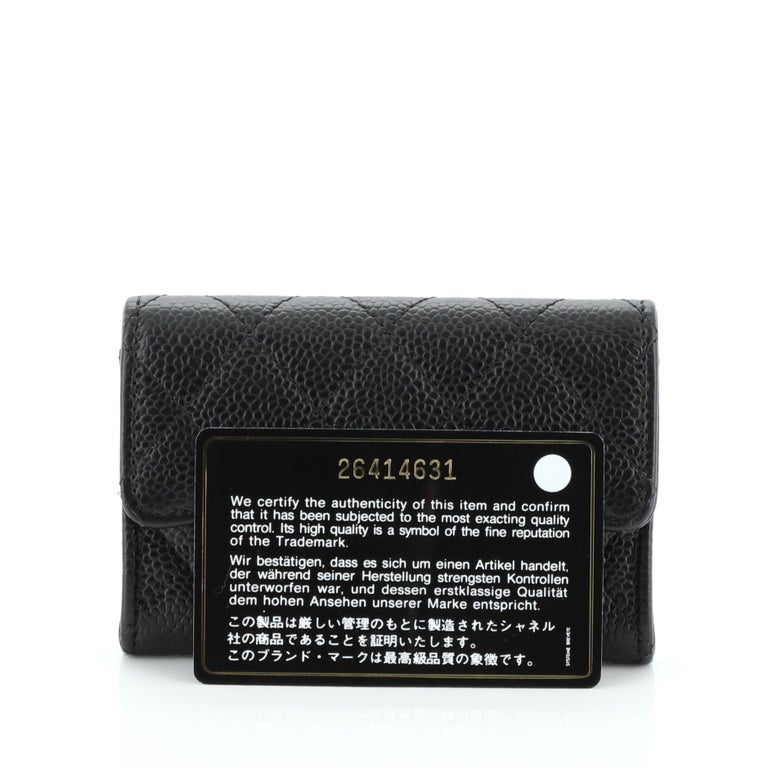 SASOM  Chanel Card Holder Quilted Caviar Gold-tone Black