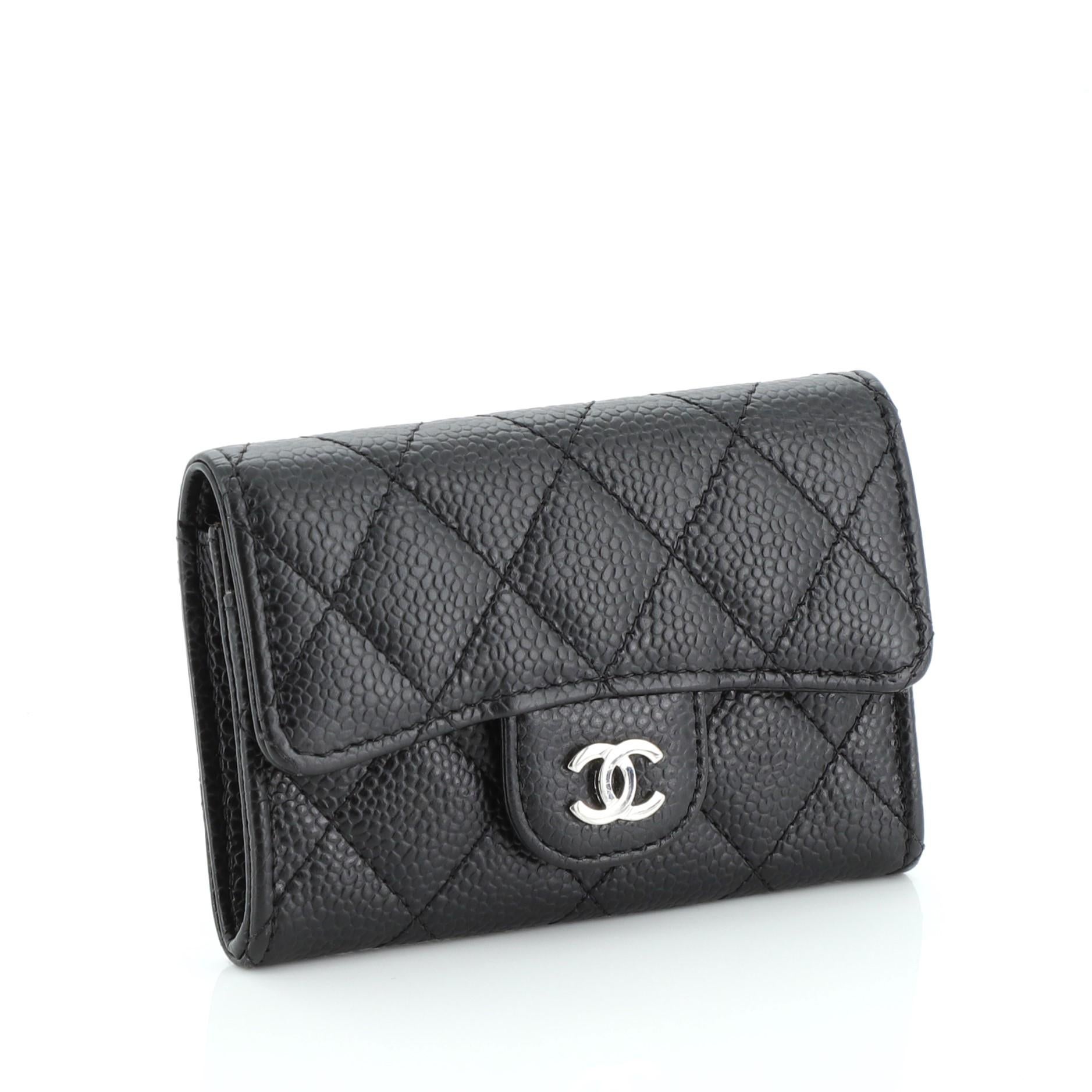 chanel caviar quilted flap card holder