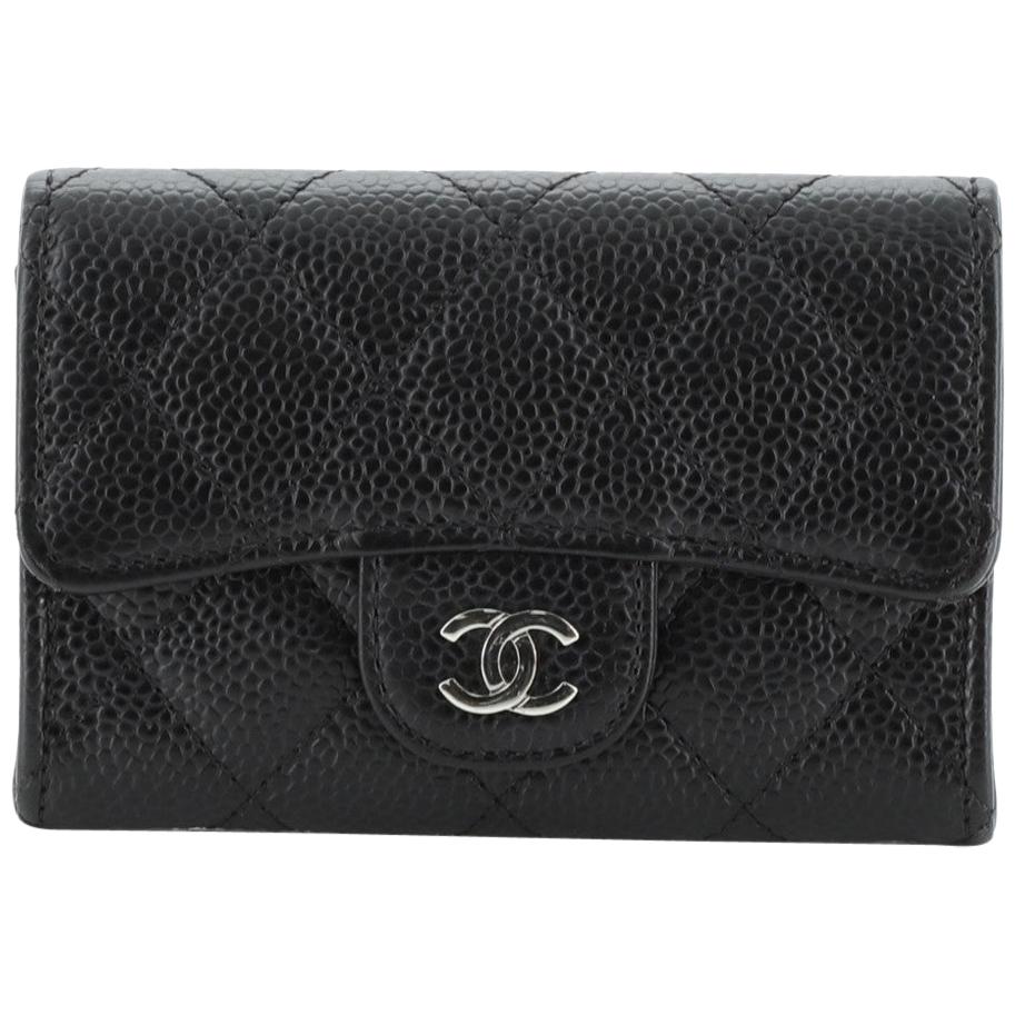 Chanel Classic Flap Card Holder Quilted Caviar