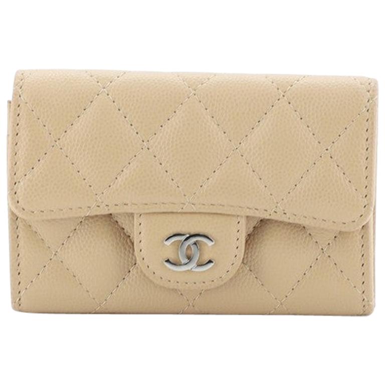 CHANEL 25S CLASSIC FLAP CARD HOLDER 11 IN SLATE BLUE CAVIAR GOLD HARDWARE