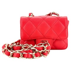 Chanel Classic Flap Charm Chain Belt Bag Quilted Caviar Mini