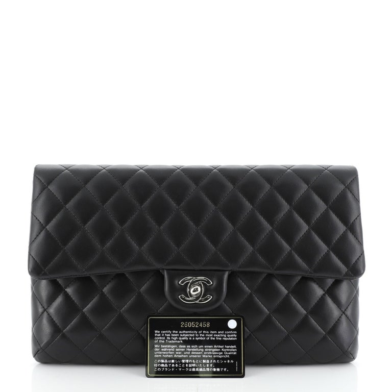 Chanel Classic Flap Clutch Quilted Lambskin at 1stDibs