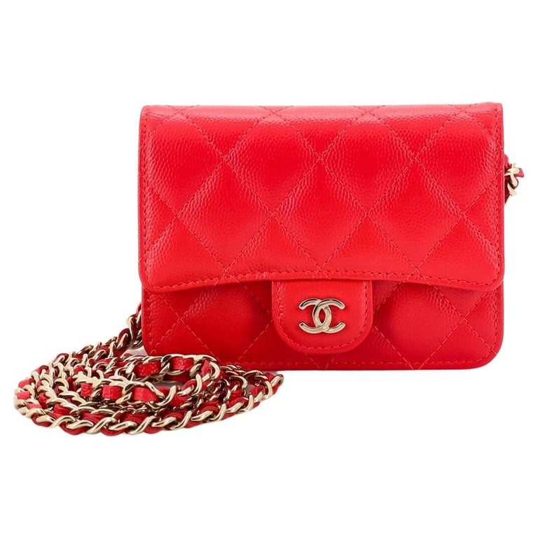 Chanel Classic Flap Clutch with Chain Quilted Caviar Small at 1stDibs