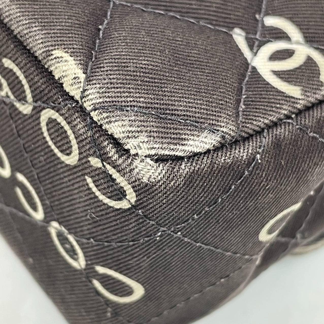 Chanel Classic Flap Diamond Stitch 2002 Black Denim with Coco Logo Prints 24k For Sale 9