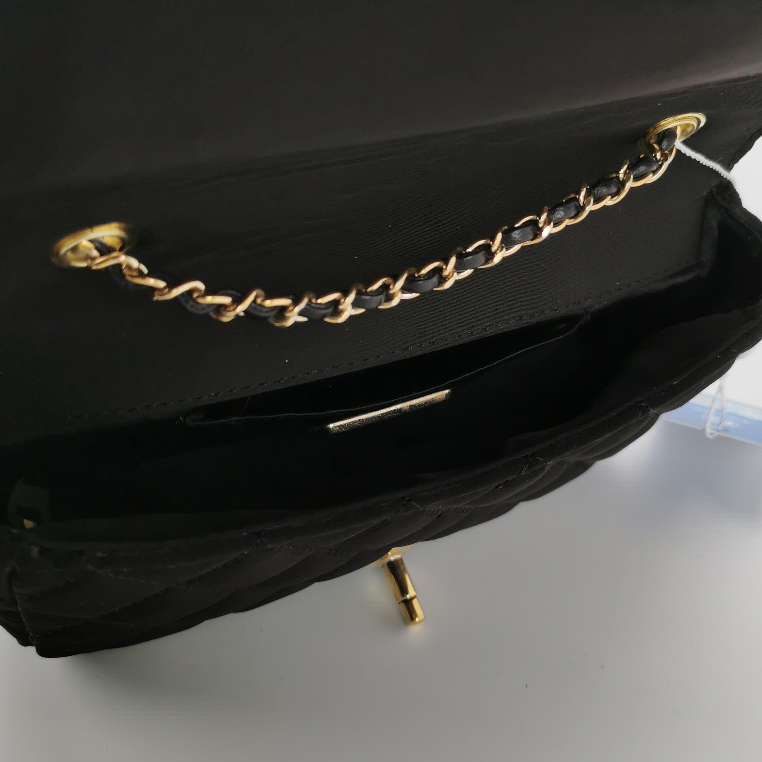 Chanel Classic Flap Extra Mini Black Silk Satin Quilted Gold-tone Hardware 6