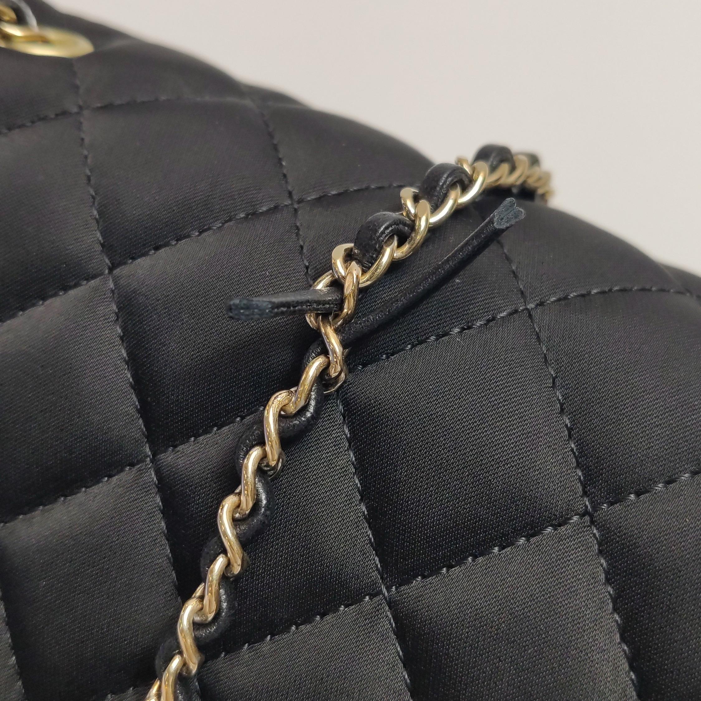 Chanel Classic Flap Extra Mini Black Silk Satin Quilted Gold-tone Hardware 7