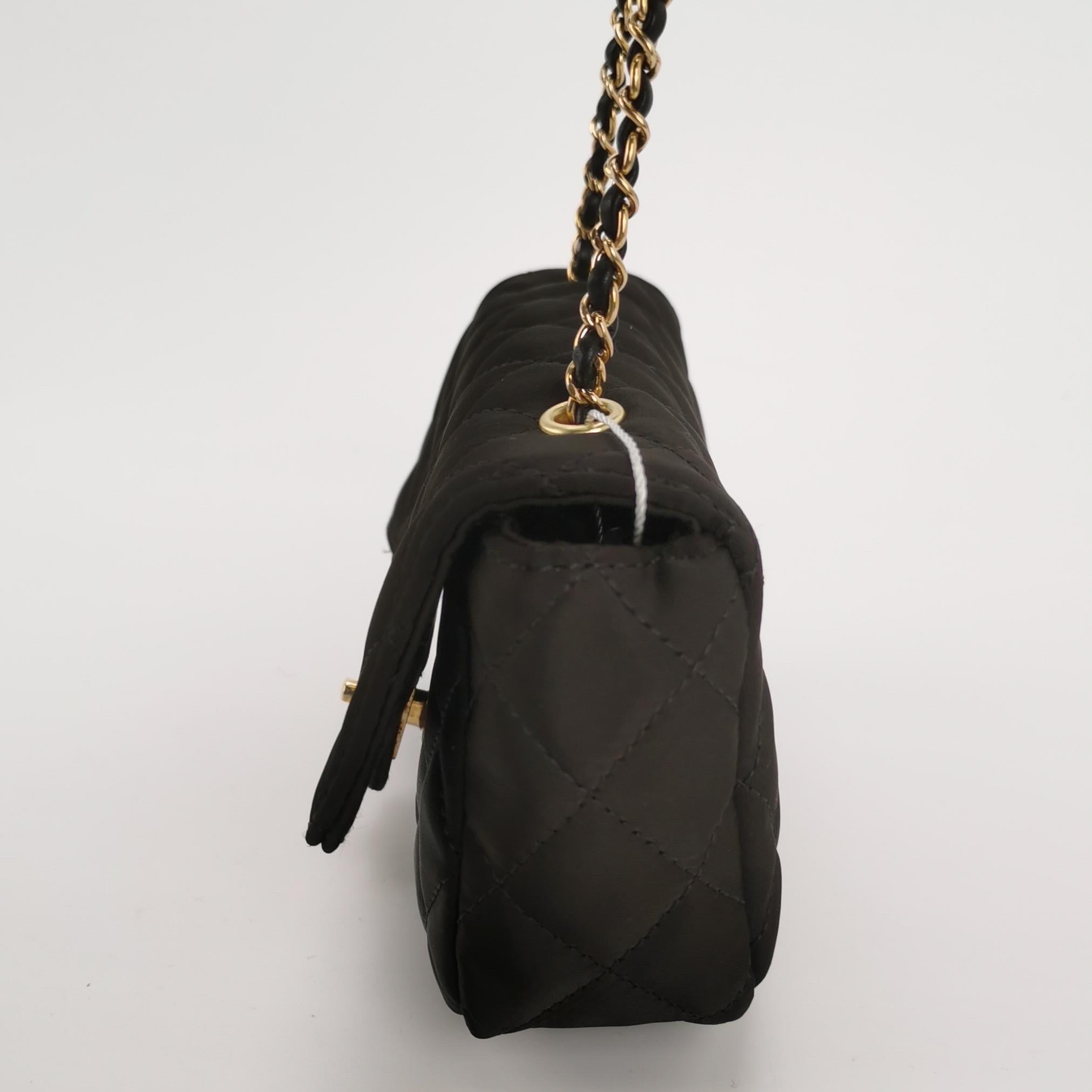 Chanel Classic Flap Extra Mini Black Silk Satin Quilted Gold-tone Hardware 1