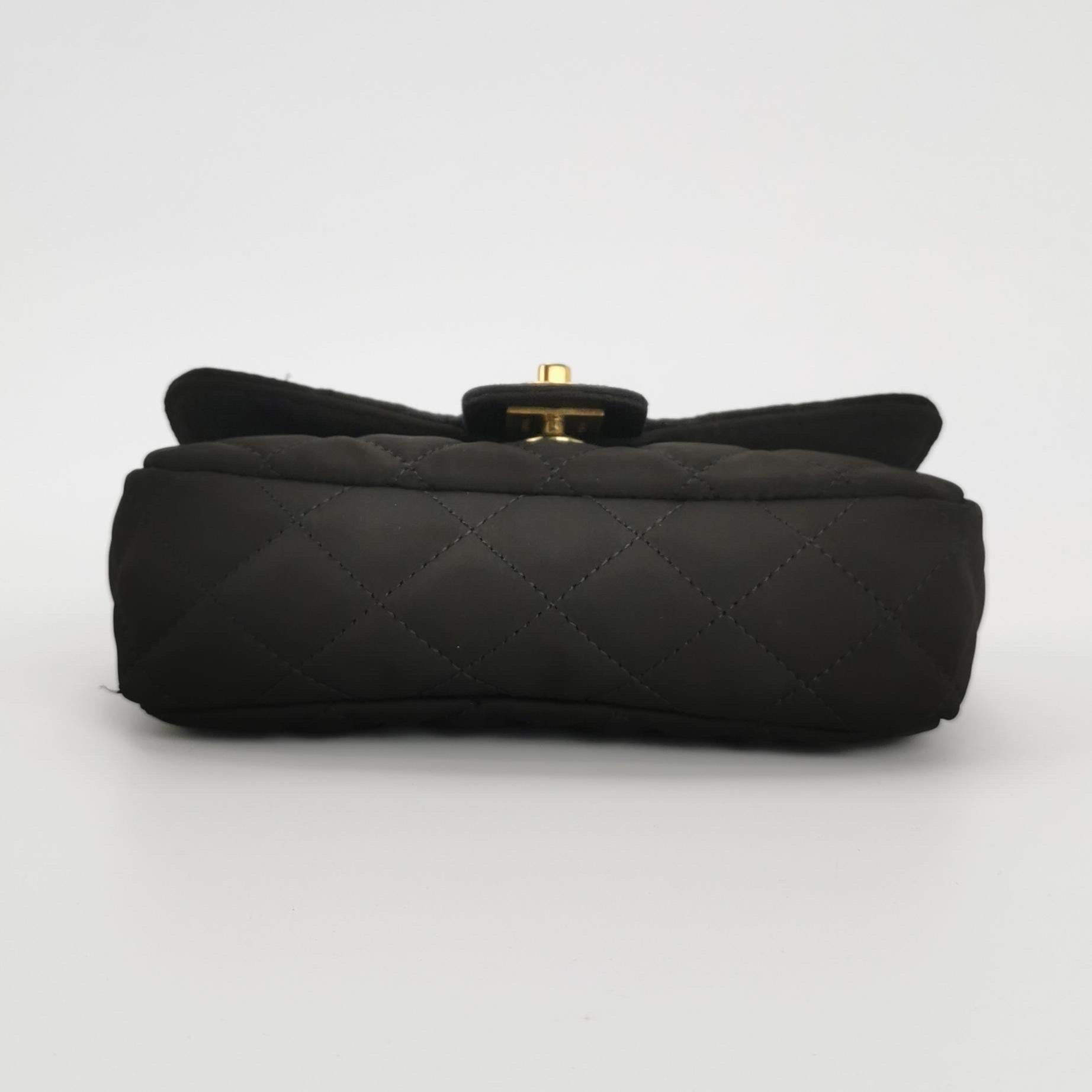 Chanel Classic Flap Extra Mini Black Silk Satin Quilted Gold-tone Hardware 2