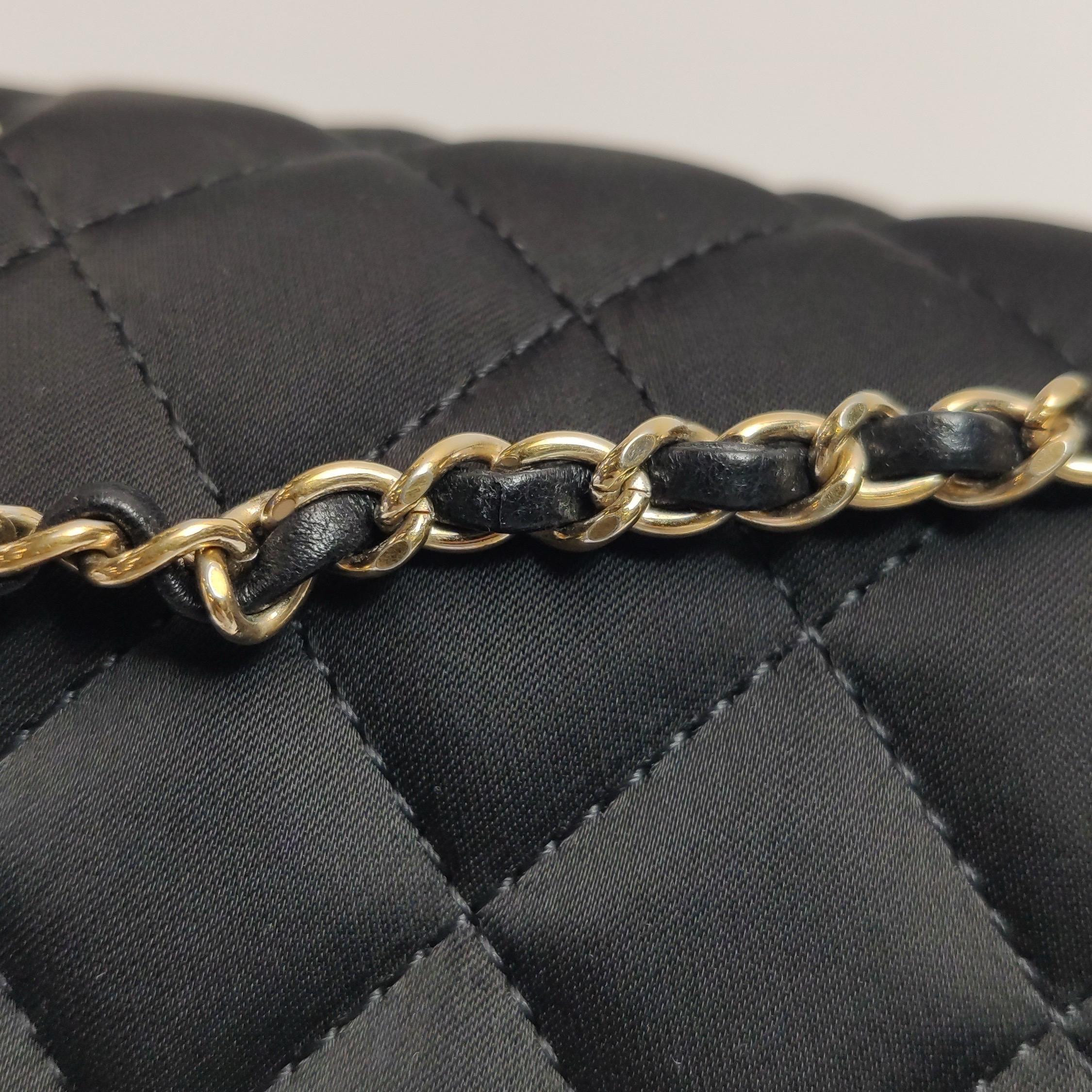 Chanel Classic Flap Extra Mini Black Silk Satin Quilted Gold-tone Hardware 5