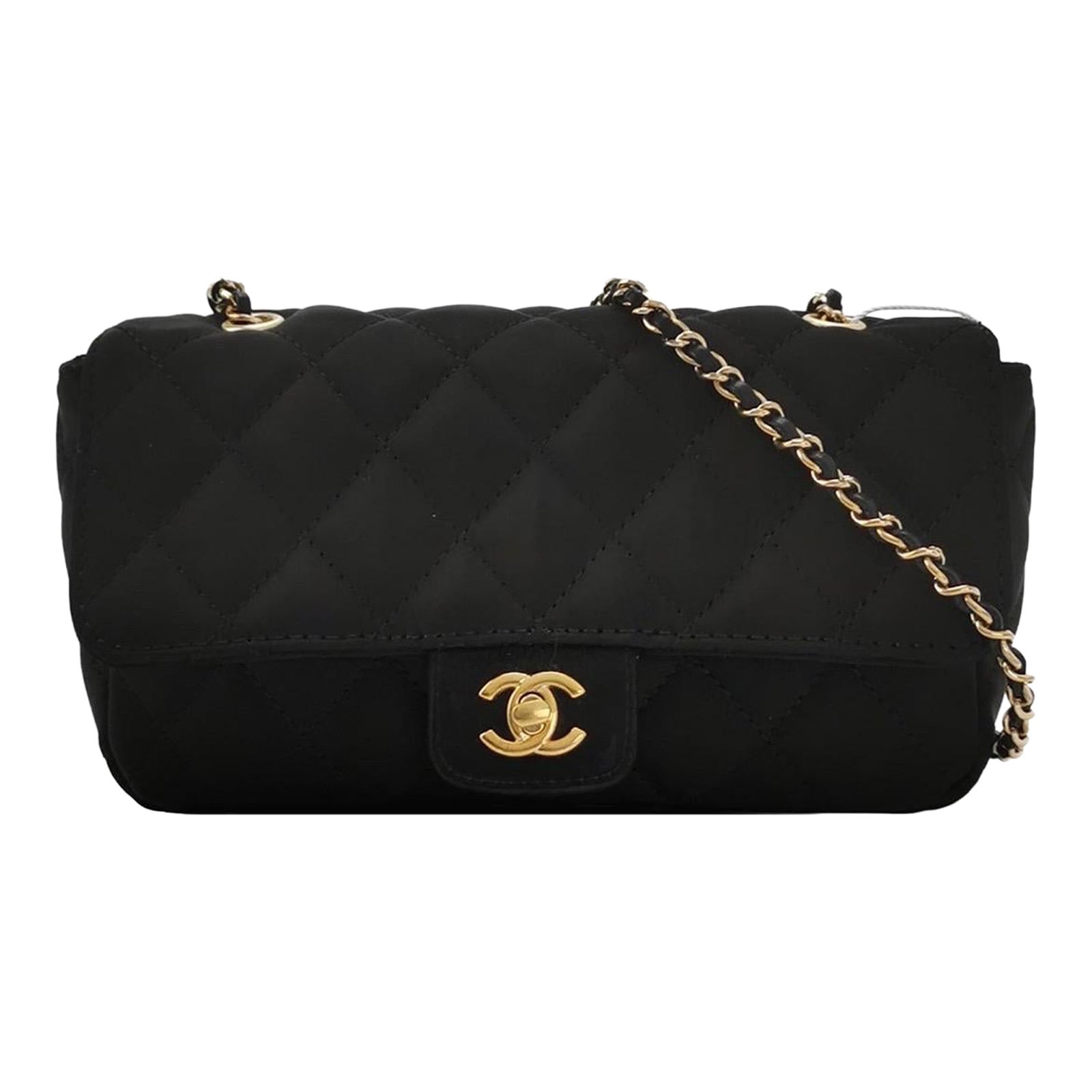 Chanel Classic Flap Extra Mini Black Silk Satin Quilted Gold-tone Hardware