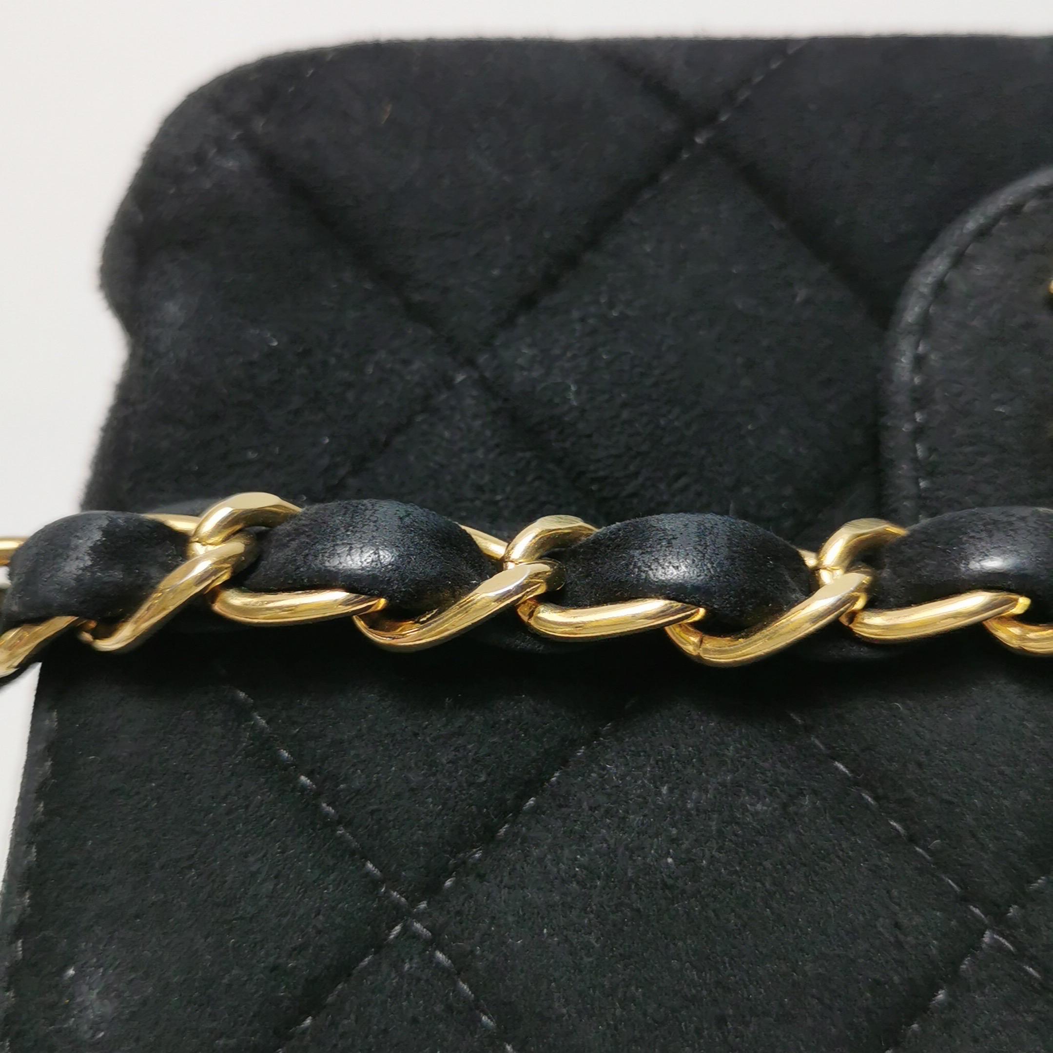 Chanel Classic Flap Extra Mini Black Suede Quilted Gold-tone Hardware For Sale 10