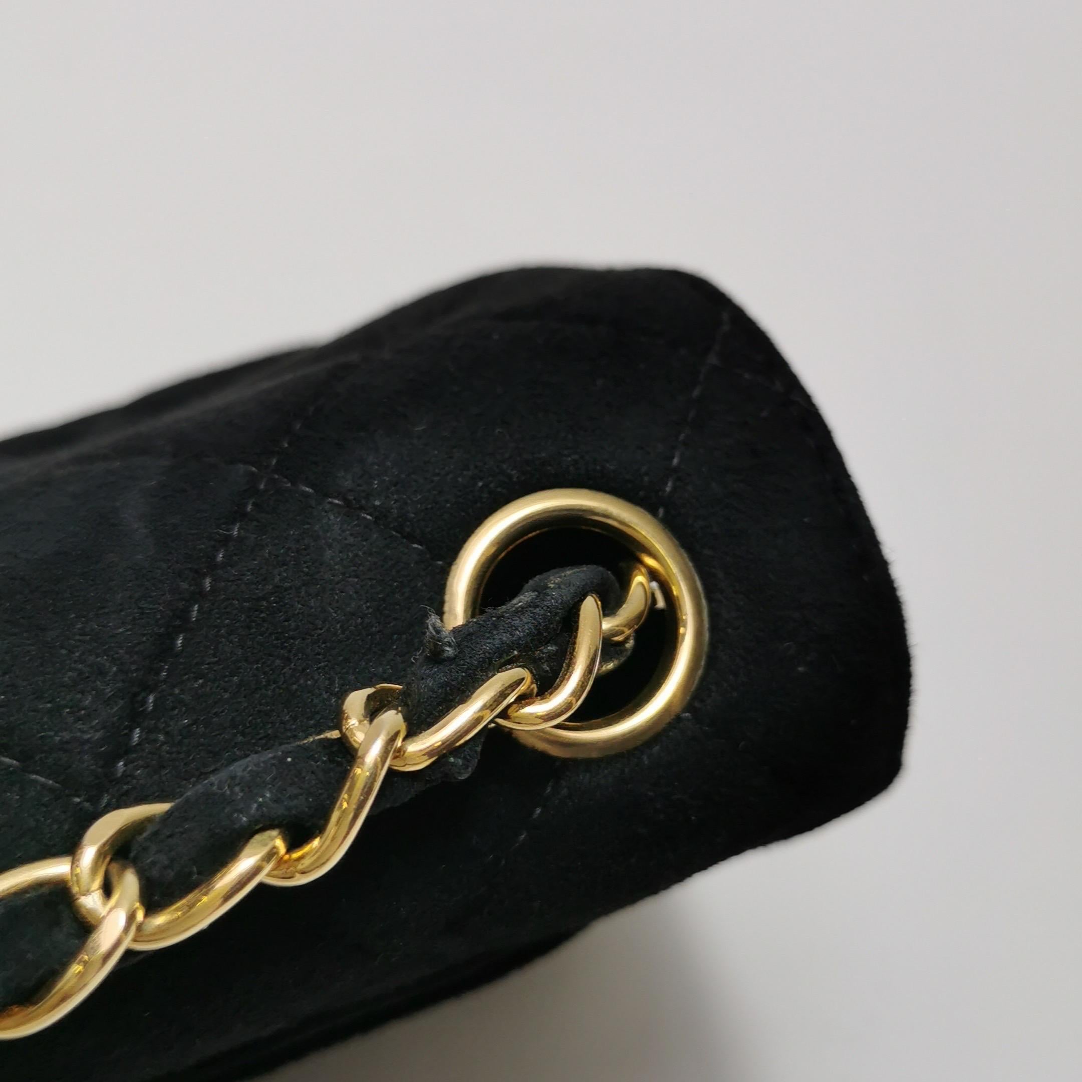 Chanel Classic Flap Extra Mini Black Suede Quilted Gold-tone Hardware For Sale 15